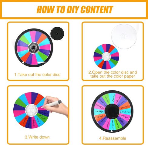 10 Inch Table Spinning Wheel,Double-Sided Prize Wheel 16/8 Slot Editable Color Spinning Wheel for Fortune Spinning Game,Party,Carnival,Home Education,Trade Show in Kuwait