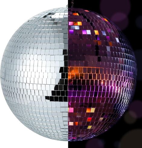 كرة ديسكو مرآة كبيرة مقاس 40.64 سم، كرة ديسكو 80's 90's ديكور كرة ديسكو فضية معلقة لحفلات الدي جي لنادي DJ وحفلات الزفاف والعطلات (16 بوصة) in Saudi Arabia