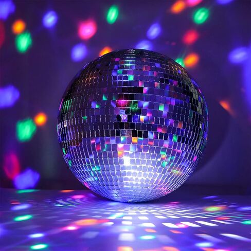 كرة ديسكو مرآة كبيرة مقاس 40.64 سم، كرة ديسكو 80's 90's ديكور كرة ديسكو فضية معلقة لحفلات الدي جي لنادي DJ وحفلات الزفاف والعطلات (16 بوصة) in Saudi Arabia