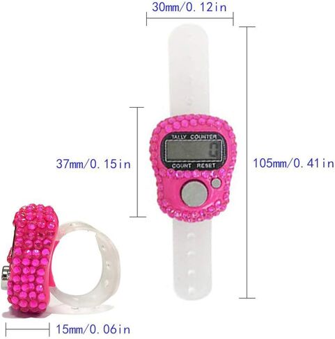 6 قطع من عدادات الأصابع - 5 عدادات أصابع إلكترونية رقمية LED، عداد عداد ميكانيكي يدوي لتتبع عدد اللفة مع تصميم لامع - ستة ألوان in Kuwait