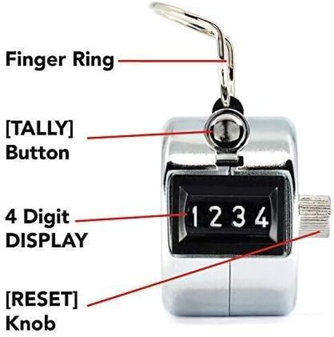 MARATHON CO200001CH Handheld Chrome Tally Counter with Finger Ring for Sports, Warehouse, Laboratories, Factories and Offices. Guaranteed for 100,000 Clicks in Saudi Arabia