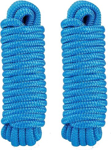 Amarine Made Double Braided Nylon Dock Lines 4840 lbs Breaking Strength (L: 25 ft. D: 1/2 inch Eyelet: 12 inch) 2 Pack of Marine Mooring Rope Boat Dock Lines Working Load Limit: 968 lbs in Saudi Arabia