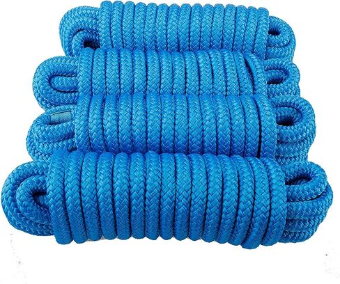 Amarine Made Double Braided Nylon Dock Lines 4840 lbs Breaking Strength (L: 25 ft. D: 1/2 inch Eyelet: 12 inch) 2 Pack of Marine Mooring Rope Boat Dock Lines Working Load Limit: 968 lbs in Saudi Arabia