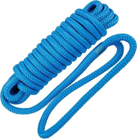 Amarine Made Double Braided Nylon Dock Lines 4840 lbs Breaking Strength (L: 25 ft. D: 1/2 inch Eyelet: 12 inch) 2 Pack of Marine Mooring Rope Boat Dock Lines Working Load Limit: 968 lbs in Saudi Arabia