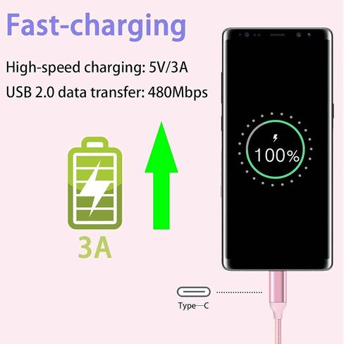 15FT USB Type C Charging Cable Blue, Long Android Auto Cable, USB A to USB C Quick Charge Cord for iPhone 15/15 Pro/15 Plus/15 Pro Max,Samsung Galaxy S24 A15 S23 S22 S21 S10 S9 S9+,Moto Z4 Z3 in Saudi Arabia