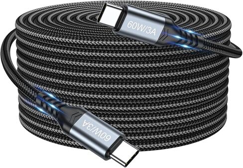 كابل USB C إلى USB C بطول 6.6 أقدام - كابل شاحن USB C من النوع C سلك شحن سريع كابل USBC إلى USBC متوافق مع iPhone 15/15 Plus/Pro/Pro Max/iPad Pro/AirPods Pro 2 Galaxy S23 in Kuwait