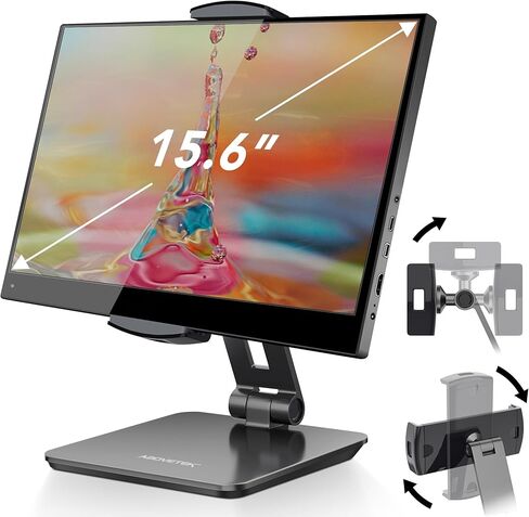 حامل iPad اللوحي من الألومنيوم من شركة OverTEK Business Kiosk، حامل كمبيوتر لوحي وهواتف دوارة 360 درجة لأي جهاز لوحي/هواتف محمولة/شاشة عرض مقاس 4 بوصات - 15.6 بوصة، قوي لمكتب نقاط البيع في المتجر (رمادي) in Kuwait