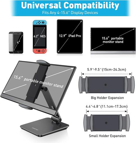 حامل iPad اللوحي من الألومنيوم من شركة OverTEK Business Kiosk، حامل كمبيوتر لوحي وهواتف دوارة 360 درجة لأي جهاز لوحي/هواتف محمولة/شاشة عرض مقاس 4 بوصات - 15.6 بوصة، قوي لمكتب نقاط البيع في المتجر (رمادي) in Kuwait