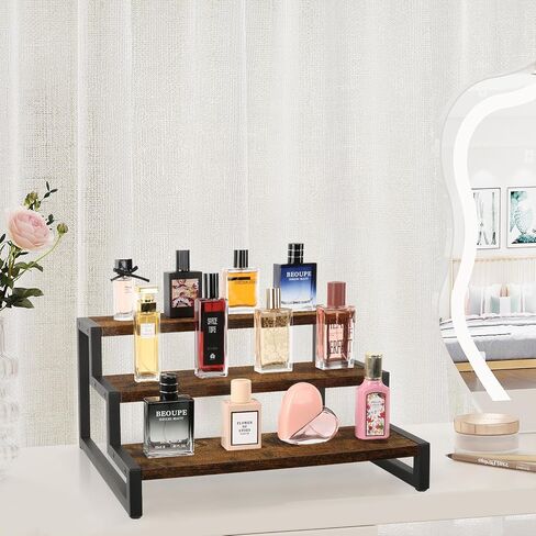 Tiered Display Stand Riser Shelf, Wooden Spice Rack Organizer for Countertop, 2 Tier Kitchen Counter Shelf in Saudi Arabia