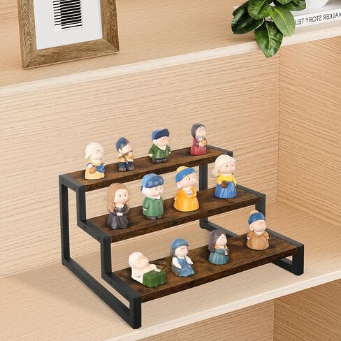 Tiered Display Stand Riser Shelf, Wooden Spice Rack Organizer for Countertop, 2 Tier Kitchen Counter Shelf in Saudi Arabia