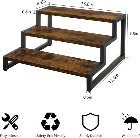 Tiered Display Stand Riser Shelf, Wooden Spice Rack Organizer for Countertop, 2 Tier Kitchen Counter Shelf in Saudi Arabia