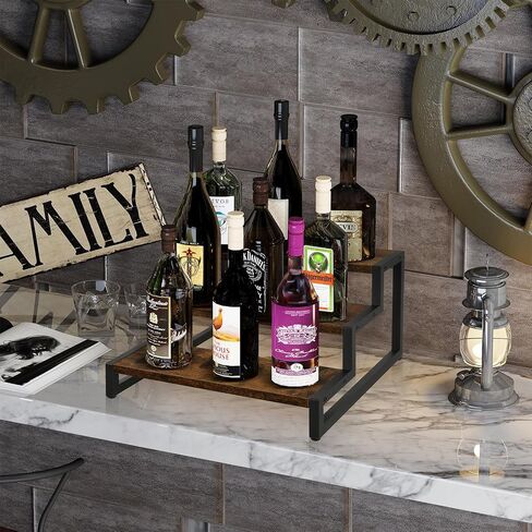 Tiered Display Stand Riser Shelf, Wooden Spice Rack Organizer for Countertop, 2 Tier Kitchen Counter Shelf in Saudi Arabia