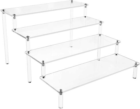 حامل أكريليك، حامل عرض أكريليك شفاف بأربعة طبقات، رف حامل عرض لمنظم مجموعات الأشكال والديكور، حامل حامل كب كيك الحلوى، رف أدوات التجميل - 11.6 × 3.8 بوصة in Kuwait