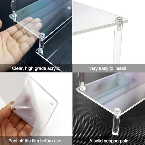 حامل أكريليك، حامل عرض أكريليك شفاف بأربعة طبقات، رف حامل عرض لمنظم مجموعات الأشكال والديكور، حامل حامل كب كيك الحلوى، رف أدوات التجميل - 11.6 × 3.8 بوصة in Kuwait