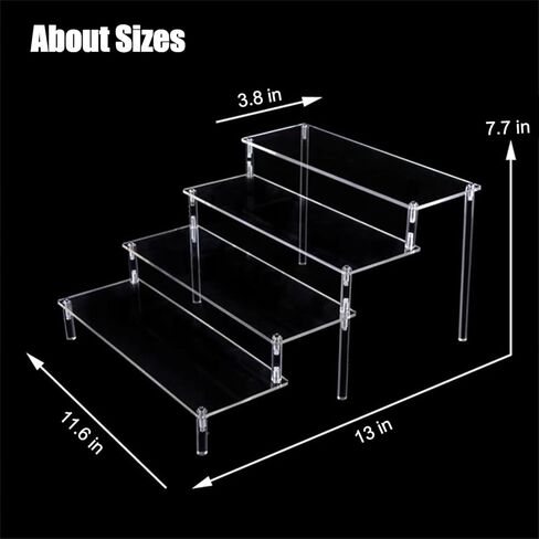 حامل أكريليك، حامل عرض أكريليك شفاف بأربعة طبقات، رف حامل عرض لمنظم مجموعات الأشكال والديكور، حامل حامل كب كيك الحلوى، رف أدوات التجميل - 11.6 × 3.8 بوصة in Kuwait