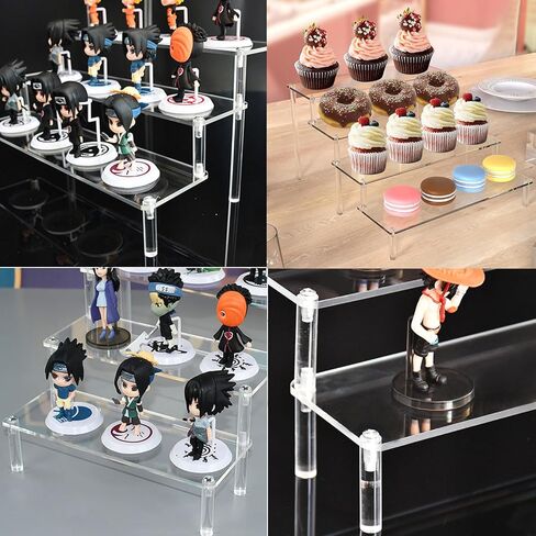 حامل أكريليك، حامل عرض أكريليك شفاف بأربعة طبقات، رف حامل عرض لمنظم مجموعات الأشكال والديكور، حامل حامل كب كيك الحلوى، رف أدوات التجميل - 11.6 × 3.8 بوصة in Kuwait