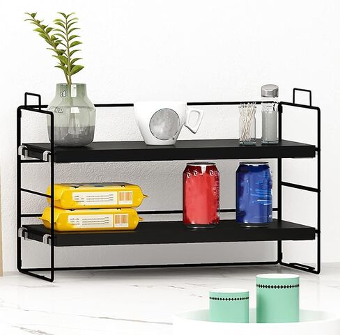 SIDIANBAN Desktop Organizer Shelf Office Storage Rack Adjustable Display Shelf for Office Supplies（Black） in Saudi Arabia