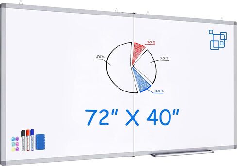 White Board Dry Erase 72x40, Large Magnetic Whiteboard Maxtek Dry Erase Boards for Wall, Aluminum Presentation Wall-Mounted Marker Board with a Long Pen Tray for School, Classroom, Office & Home in Kuwait