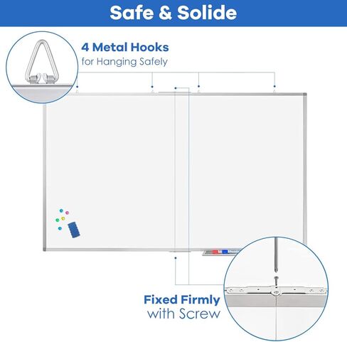 White Board Dry Erase 72x40, Large Magnetic Whiteboard Maxtek Dry Erase Boards for Wall, Aluminum Presentation Wall-Mounted Marker Board with a Long Pen Tray for School, Classroom, Office & Home in Kuwait