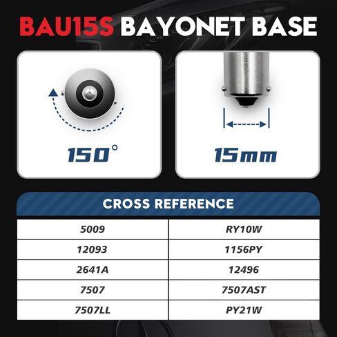 VEHICODE 7507 PY21W LED لمبة العنبر CANBus خالية من الأخطاء ولا يوجد فلاش فرط 12496 BAU15S ضوء إشارة الانعطاف مع مقاوم مدمج بديل فائق السطوع لسيارة الدراجات النارية (عبوتان) in Kuwait