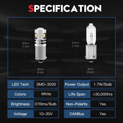 VEHICODE H21W 64136 BAY9S LED لمبة بيضاء 12 فولت-24 فولت مصباح 12356 64138 الذيل عكس النسخ الاحتياطي بدوره مصباح إشارة لسيارات BMW (2 حزمة) in Kuwait