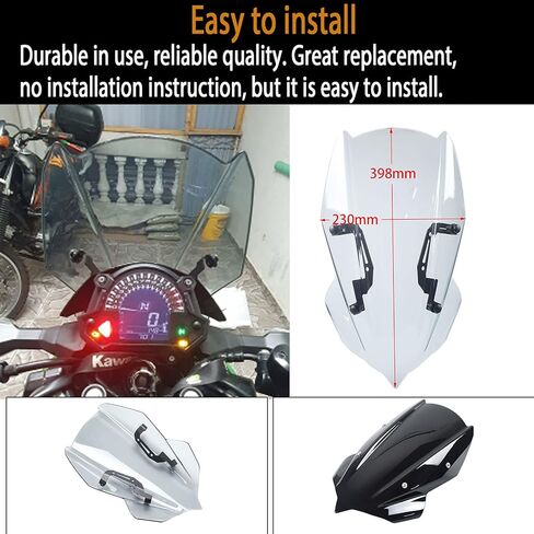 Motorcycle Racing Windscreen Windshield Air Deflector Viser Visor fit for Ka-wa-sa-ki Z400 Z250 Z 400 Z 250 Accessories 2019 2020 2021 2022 2023 (Black Smoke) in Saudi Arabia