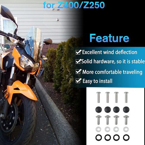 Motorcycle Racing Windscreen Windshield Air Deflector Viser Visor fit for Ka-wa-sa-ki Z400 Z250 Z 400 Z 250 Accessories 2019 2020 2021 2022 2023 (Black Smoke) in Saudi Arabia