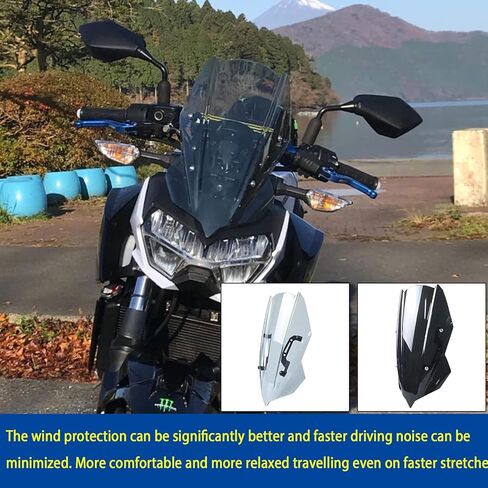 Motorcycle Racing Windscreen Windshield Air Deflector Viser Visor fit for Ka-wa-sa-ki Z400 Z250 Z 400 Z 250 Accessories 2019 2020 2021 2022 2023 (Black Smoke) in Saudi Arabia