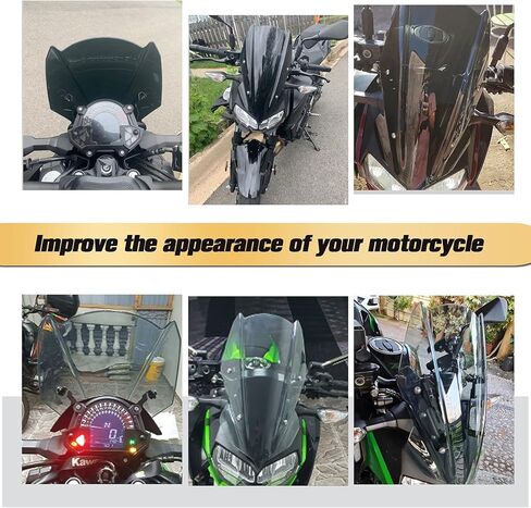 واقي هواء للزجاج الأمامي لسباق الدراجات النارية مناسب لملحقات Ka-wa-sa-ki Z400 Z250 Z 400 Z 250 2019 2020 2021 2022 2023 (دخان أسود) in Kuwait