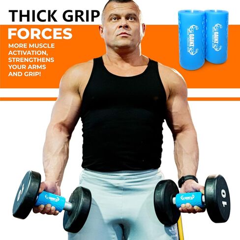 Gainz - Thick Grips Dumbell/Barbell Weight Lifting Adapters for Fat Bar - Grow Bigger Biceps - Training, Bodybuilding (Set of 2) in Saudi Arabia