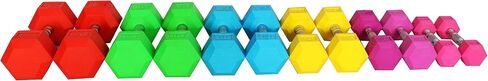 Signature Fitness Colored Rubber Encased Hex Dumbbell, Pairs or Sets, Multiple Packages in Saudi Arabia