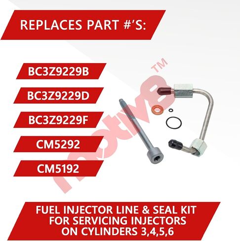 خط حاقن الوقود ومجموعة الختم 6.7L V8 Powerstroke متوافق مع Ford Super Duty F250 F350 F450 F550 2011-2019 | سلندرات 3,4,5,6 | يستبدل: BC3Z9229F BC3Z9229B BC3Z9229D CM5292 CM5192 in Saudi Arabia