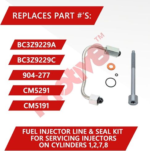 خط حاقن الوقود ومجموعة الختم 6.7L V8 Powerstroke متوافق مع Ford Super Duty F250 F350 F450 F550 2011-2019 | سلندرات 3,4,5,6 | يستبدل: BC3Z9229F BC3Z9229B BC3Z9229D CM5292 CM5192 in Kuwait