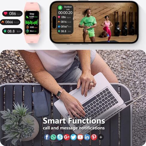 MorePro Fitness Tracker, 2023 Fitness Trackers with Blood Pressure and Heart Rate Monitor, Sleep Tracker with HRV and Blood Oxygen, Step Calorie Activity Smart Watch for Women in Kuwait