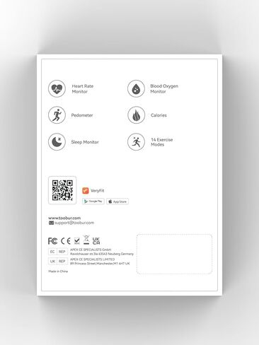 ساعة تعقب اللياقة البدنية مع معدل ضربات القلب/متتبع النوم/IP68 مقاومة للماء، متتبع النشاط مع عداد الخطوات، ساعة صحية للنساء والرجال مع 14 رياضة متوافقة مع Android iOS in Kuwait