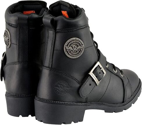 حذاء Milwaukee Leather MBL9325W للسيدات من الجلد الأسود الفاخر برباط لراكبي الدراجات النارية بمقاس واسع العرض - 8W in Kuwait