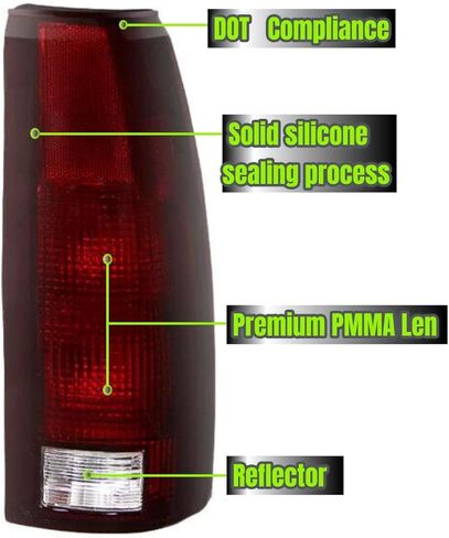 مصابيح أضواء خلفية WESIGAO لـ 1988-1998 Chevy/GMC C/K 1500 2500 3500 Silverado Yukon Suburban Tahoe 1999-2000 CADILLAC ESCALADE 1992-1994 CHEVROLET BLAZER (أحمر بدون مصابيح) in Kuwait