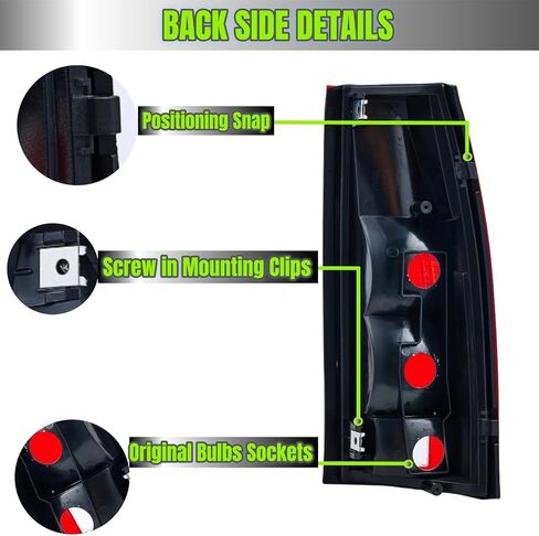 مصابيح أضواء خلفية WESIGAO لـ 1988-1998 Chevy/GMC C/K 1500 2500 3500 Silverado Yukon Suburban Tahoe 1999-2000 CADILLAC ESCALADE 1992-1994 CHEVROLET BLAZER (أحمر بدون مصابيح) in Kuwait