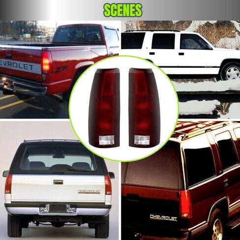 مصابيح أضواء خلفية WESIGAO لـ 1988-1998 Chevy/GMC C/K 1500 2500 3500 Silverado Yukon Suburban Tahoe 1999-2000 CADILLAC ESCALADE 1992-1994 CHEVROLET BLAZER (أحمر بدون مصابيح) in Kuwait