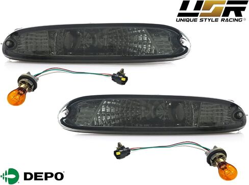USR DEPO 90-97 MX-5 أضواء الإشارة - مجموعة مصابيح إشارة الانعطاف الأمامية ذات النمط الكريستالي JDM (يسار + يمين) متوافقة مع 1990-1997 Mazda MX5 Mk1 Miata (JDM Crystal Style All Smoked Out Lens) in Kuwait