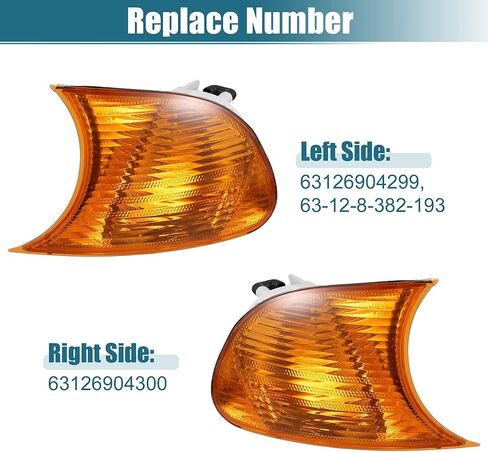 X AUTOHAUX زوج العنبر بدوره مصباح إشارة مصباح الجبهة اليسرى الجانب الأيمن الزاوية مصباح إشارة لسيارات BMW E46 3 سلسلة 2000-2001 2 باب in Kuwait