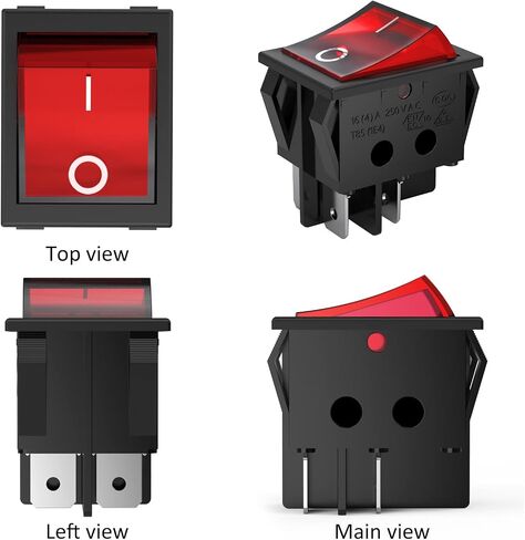 3Pcs AC16A/125V 16A/250V 4Pins 2 Position On/Off Red LED Light Illuminated Boat Rocker Switch (red) in Saudi Arabia