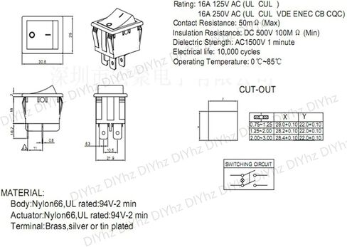 3Pcs AC16A/125V 16A/250V 4Pins 2 Position On/Off Red LED Light Illuminated Boat Rocker Switch (red) in Saudi Arabia