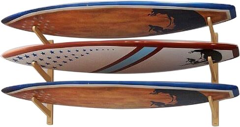 Surfboard Wall Mount, 3 Board Display Surfboard Rack, Solid Wood Mount for Surfboards, Surf Board Racks for Wall, Indoor Surfboard Racks for Wakeboard, Snowboards in Kuwait