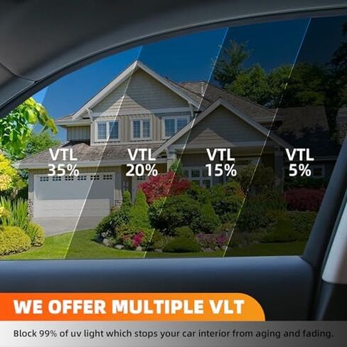 طبقة كربون 2Ply 35% VLT لتظليل نافذة السيارة مقاس 20 بوصة × 100 قدم و8 قطع من أدوات التثبيت، تناسب لون نافذة الخصوصية للسيارات أو المنزل، الأشعة فوق البنفسجية/الأشعة تحت الحمراء، الحرارة والوهج، مقاومة للخدش in Kuwait