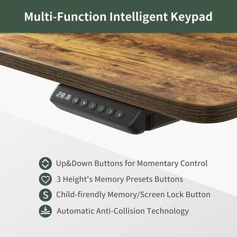 FEZIBO مكتب قائم كهربائي مع أدراج، مكتب واقف مقاس 55 × 26 بوصة قابل للتعديل، مكتب واقف مع رف شاشة، مكتب مكتب منزلي للجلوس، رمادي ريفي in Kuwait