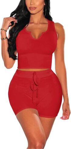 Nimsruc 2 Piece Sets For Women Sexy Casual Workout Crop Tank Top High Waist Shorts Leggings Sets Summer Active Wear in Saudi Arabia