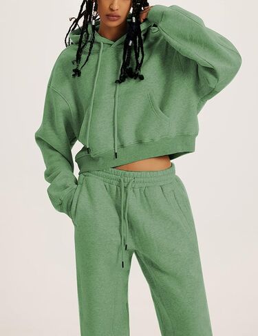 Yeokou المرأة الصوف 2 قطعة ملابس رياضية كنزة قطيفة البلوز عداء ببطء السراويل الرياضية مجموعة in Kuwait