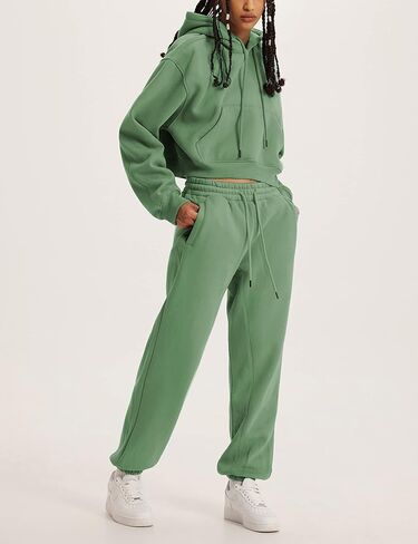 Yeokou المرأة الصوف 2 قطعة ملابس رياضية كنزة قطيفة البلوز عداء ببطء السراويل الرياضية مجموعة in Kuwait