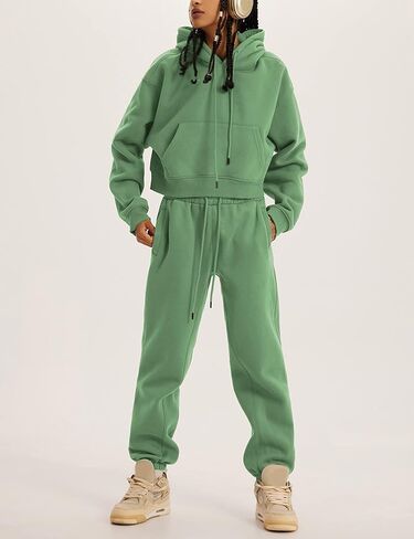 Yeokou المرأة الصوف 2 قطعة ملابس رياضية كنزة قطيفة البلوز عداء ببطء السراويل الرياضية مجموعة in Kuwait